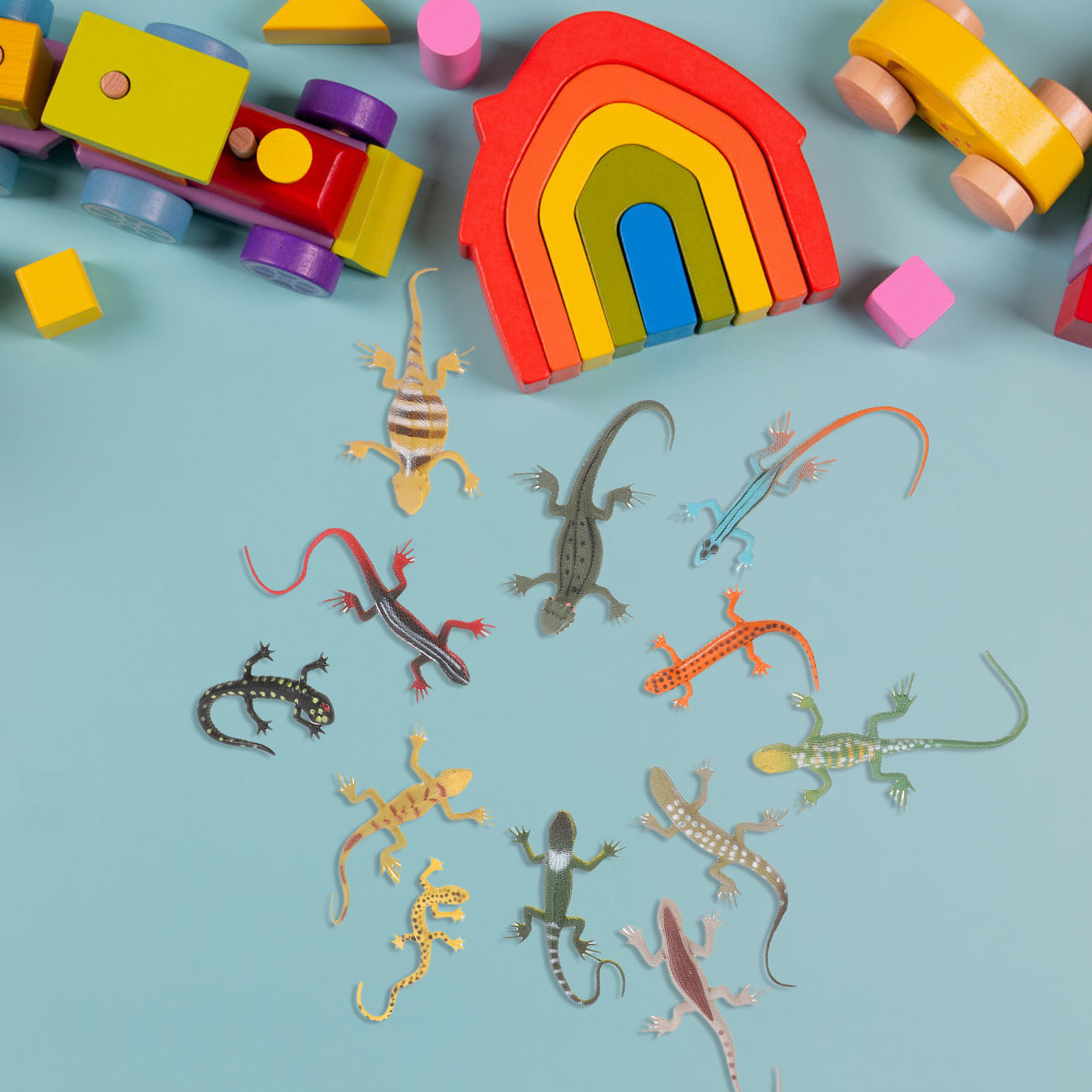 Prank Toys - 12 ชิ้น กิ้งก่าจำลองสมจริง ของเล่นกิ้งก่าพลาสติกสำหรับแกล้งเพื่อน ของตกแต่งบ้าน อุปกรณ์ประกอบฉากปาร์ตี้สุดฮา