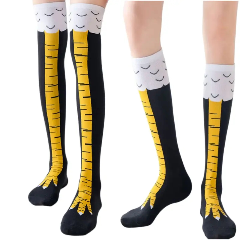ถุงเท้ายาวถึงเข่าผู้หญิง 1/2/4 - Funny Chicken Leg Socks บทวิจารณ์และราคา