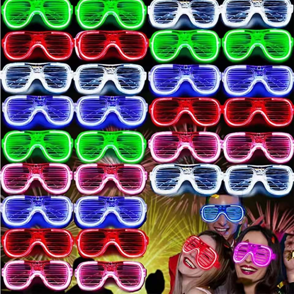 แว่นตา LED เรืองแสง 5-50 ชิ้น  - Glow In The Dark Party Glasses บทวิจารณ์และราคา