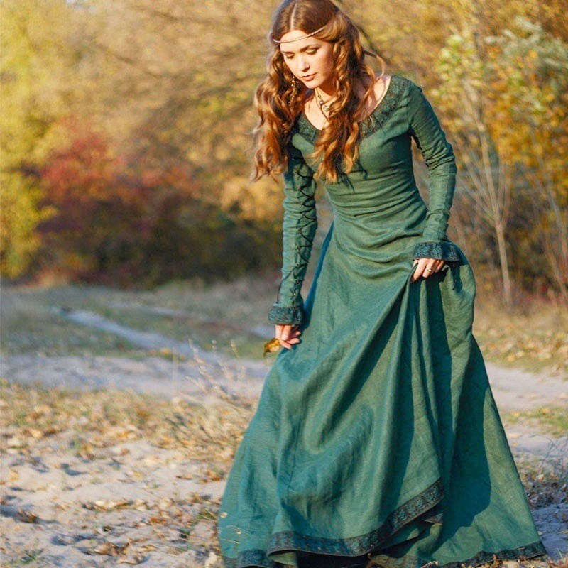 ชุดเดรสยาวสไตล์ยุคกลางสำหรับผู - Medieval Renaissance Dress Women บทวิจารณ์และราคา