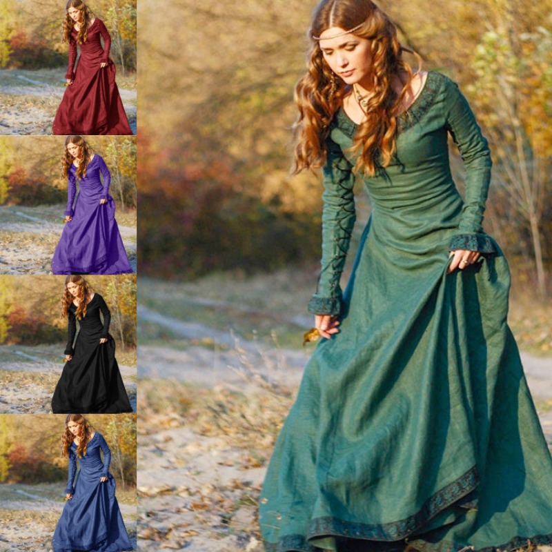 ชุดเดรสยาวสไตล์ยุคกลางสำหรับผู - Medieval Renaissance Dress Women บทวิจารณ์และราคา