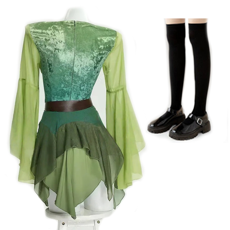 ชุดเอลฟ์หญิงยุคกลางสีเขียว ชุด - Medieval Renaissance Dress Women บทวิจารณ์และราคา