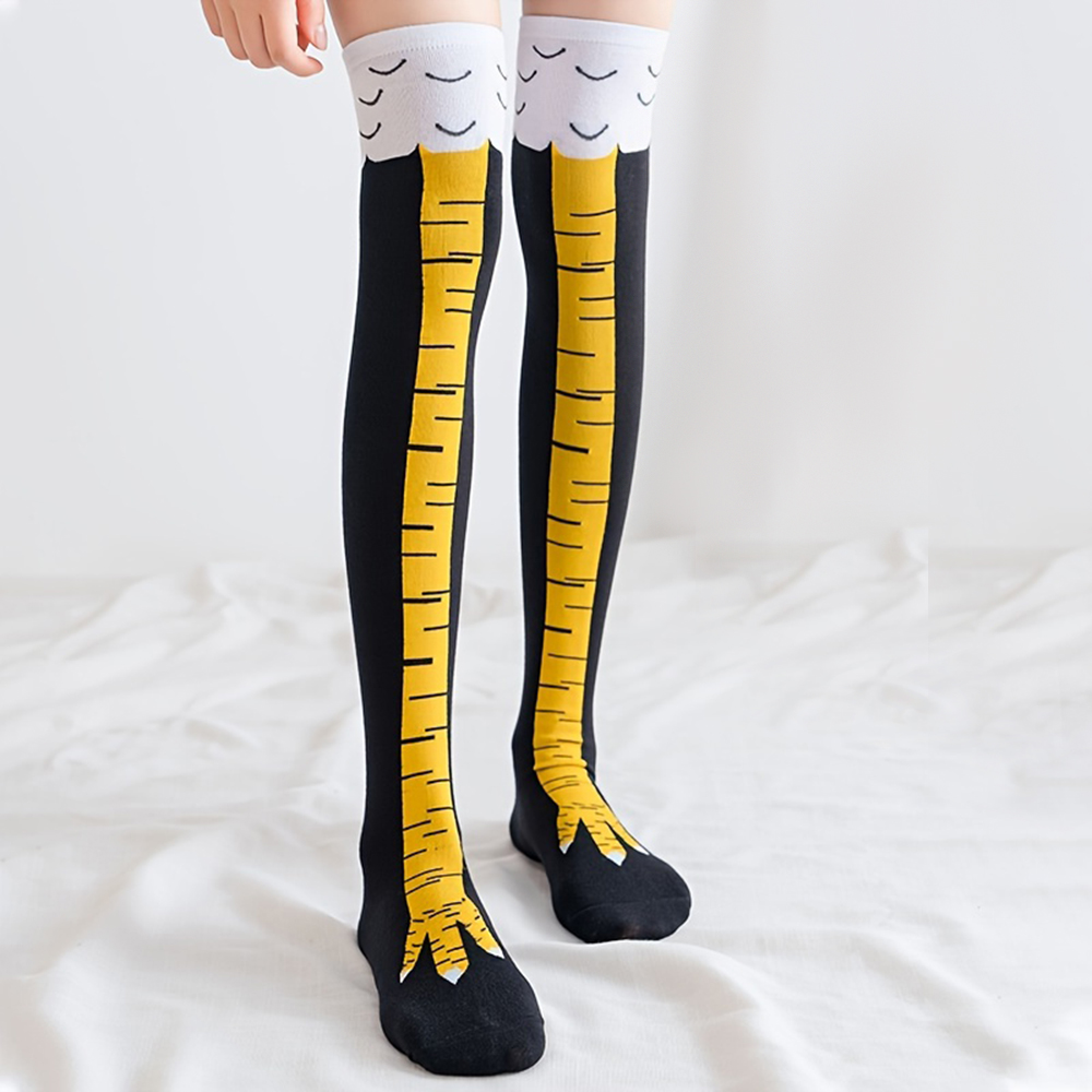 ถุงเท้ายาวถึงเข่าลายการ์ตูนรูป - Funny Chicken Leg Socks บทวิจารณ์และราคา